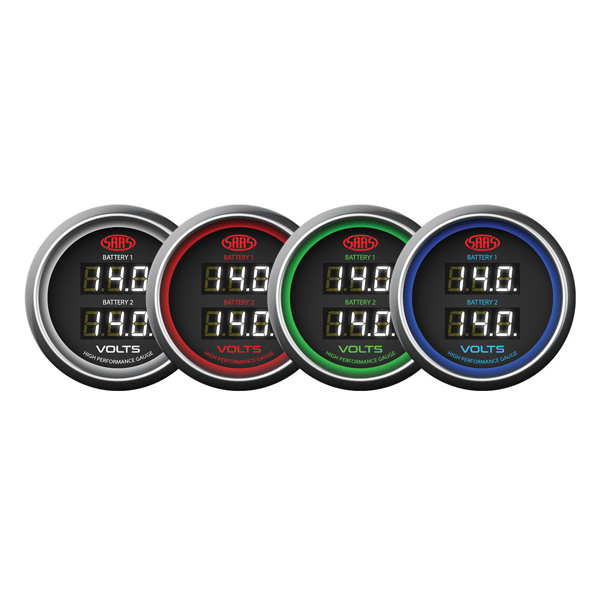 SAAS Dual Volt Gauge Black 52mm