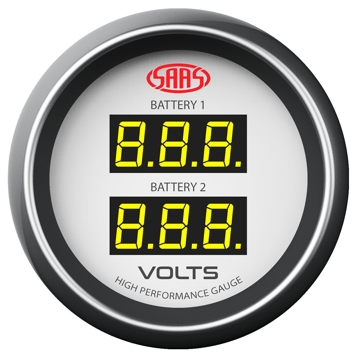 SAAS Dual Volt Gauge White 52mm