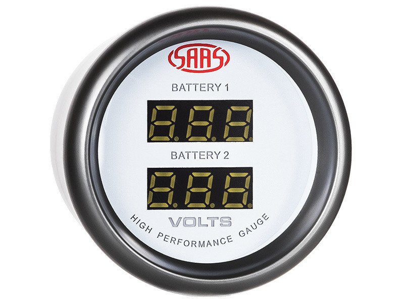 SAAS Dual Volt Gauge White 52mm