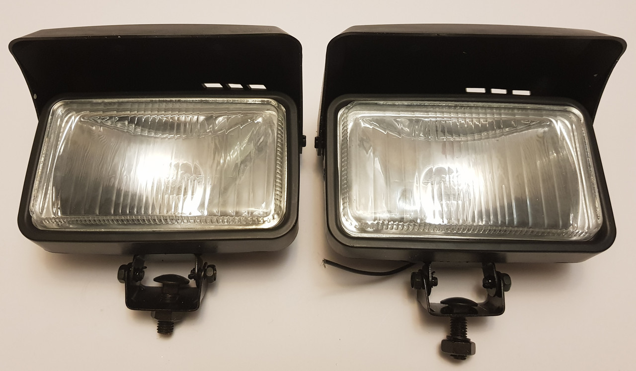 Driving Fog Lamps Ultra White Pair 12V - 165x119mm Rectangular  H3 Halogen Bulb