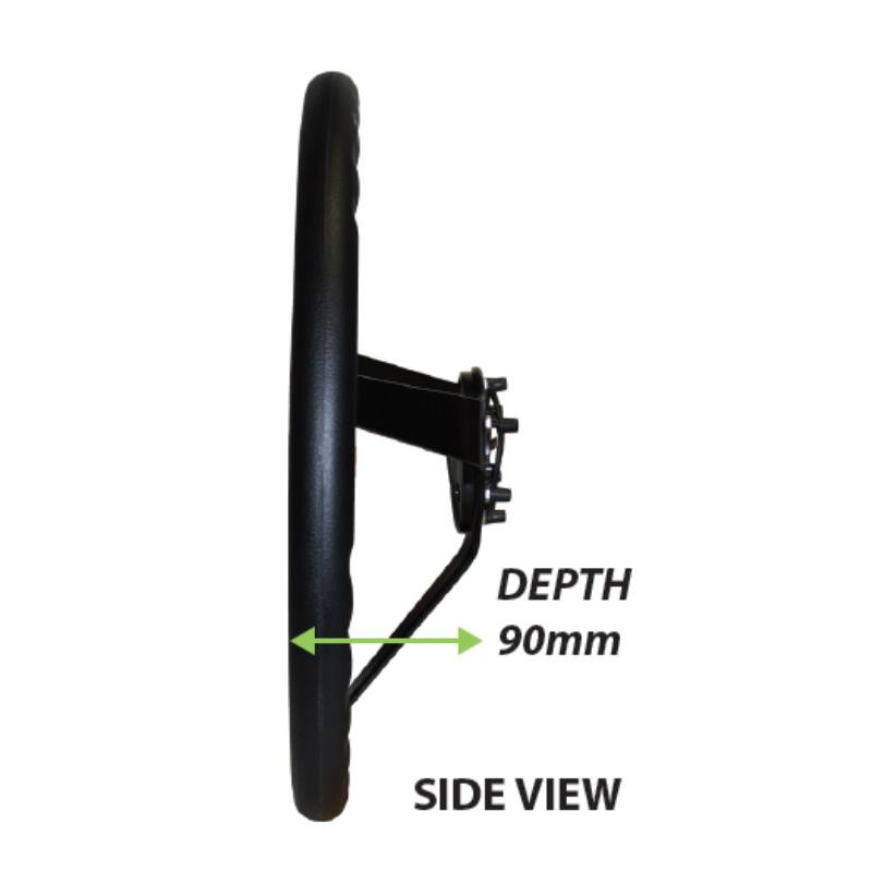 SAAS Classic Black Poly Steering Wheel Deep Dish 380mm Blk Anodised Solid Spoke