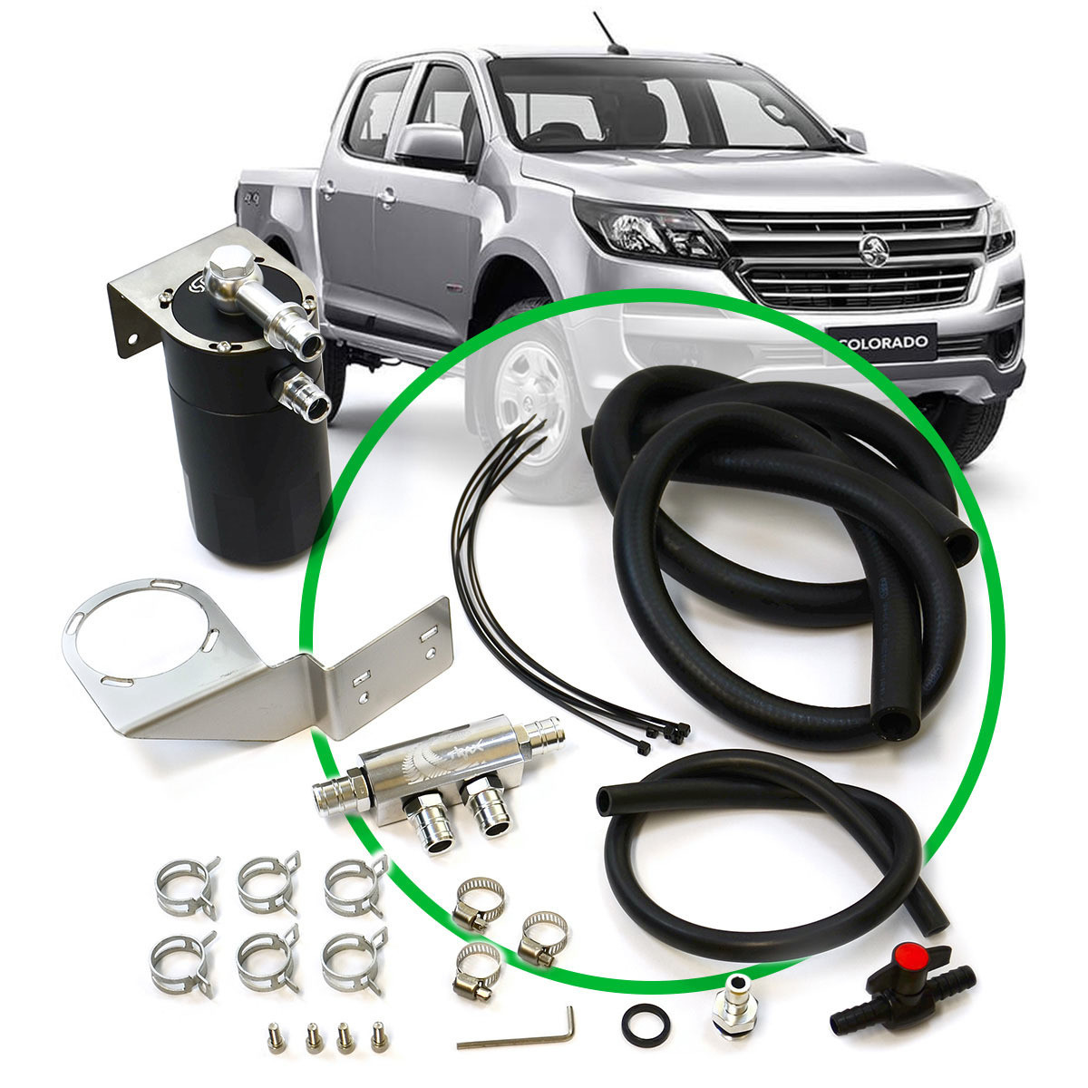 Oil Catch Tank Full Kit Colorado RGII 2.8L 2016-On Blk Tank
