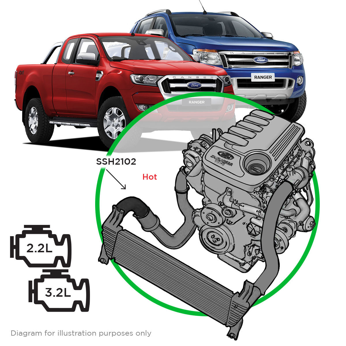 SAAS Silicone Intercooler RH Top Pipe Ranger/BT50 2011-2020 3.2L