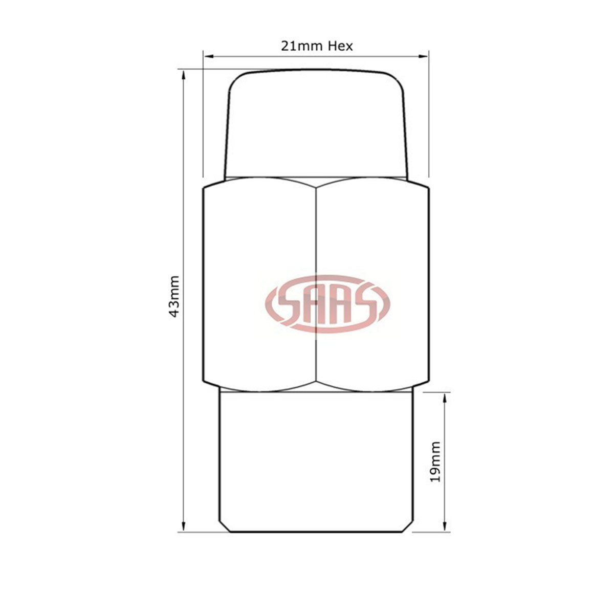 SAAS Wheel Nuts Mag 20 x 12 x 1.25mm Chrome 43mm