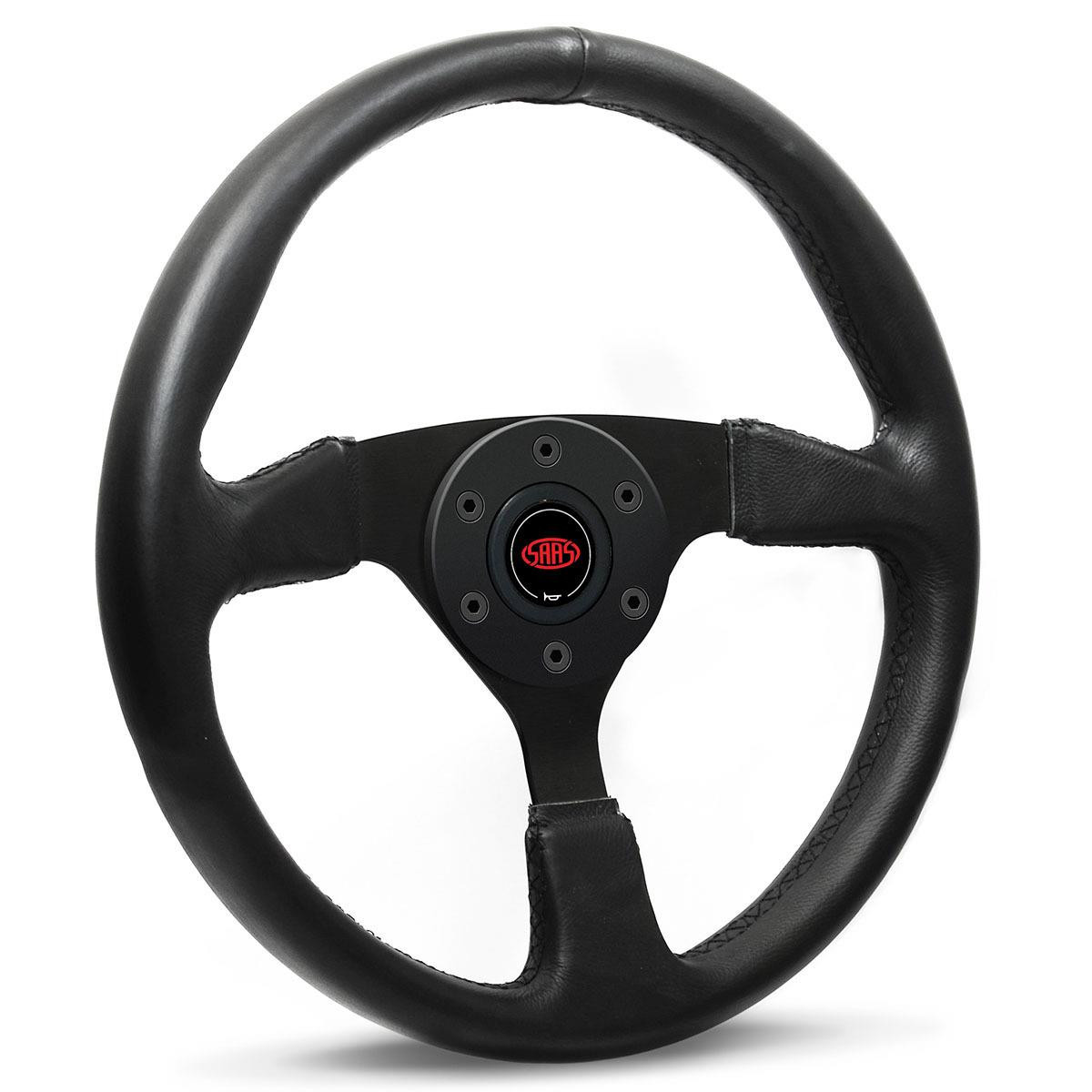 SAAS Steering Wheel Leather 14" Director Black Spoke