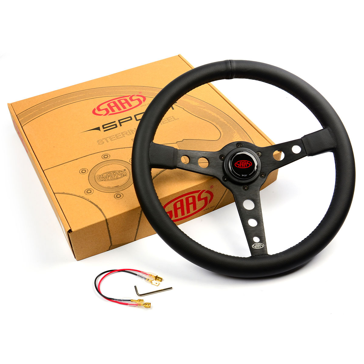 SAAS Steering Wheel Leatherette 350mm