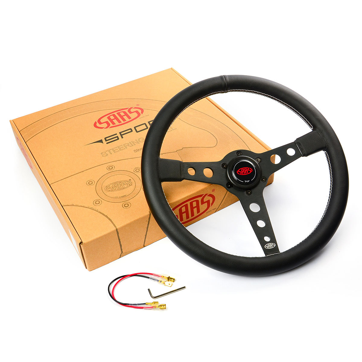 SAAS Steering Wheel Leatherette 350mm