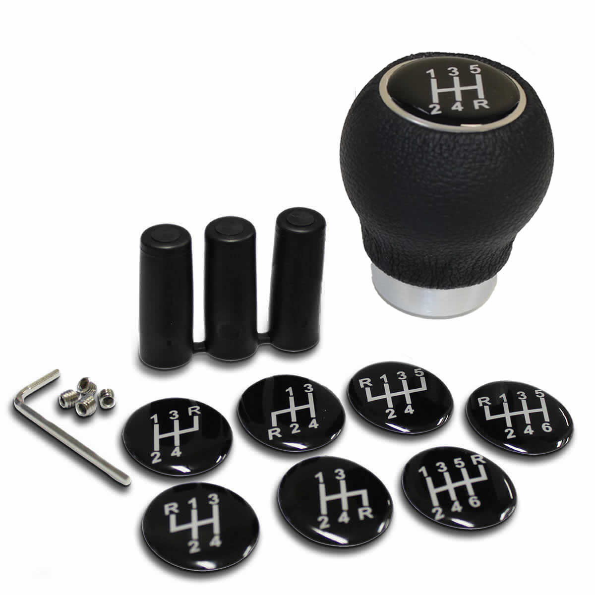 SAAS Leather Gear Knob Black Ball with 8 Shift Patterns