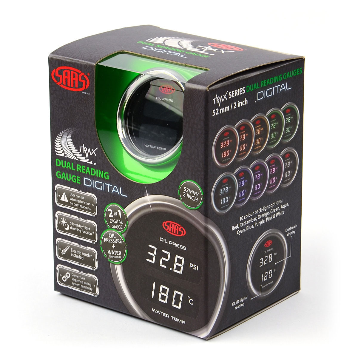 SAAS Trax Digital Dual Reading Gauges Oil Press / Water Temp & Exhaust / Boost