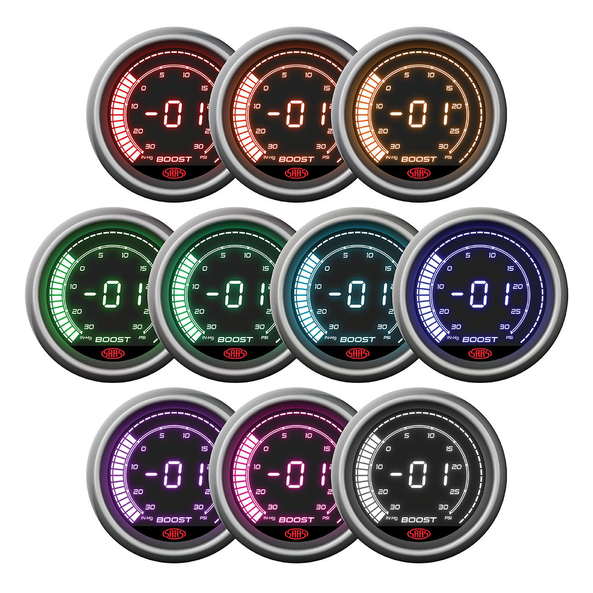 Boost and Vacuum Gauge 30inHg-30psi 52mm Muscle Digital Series
