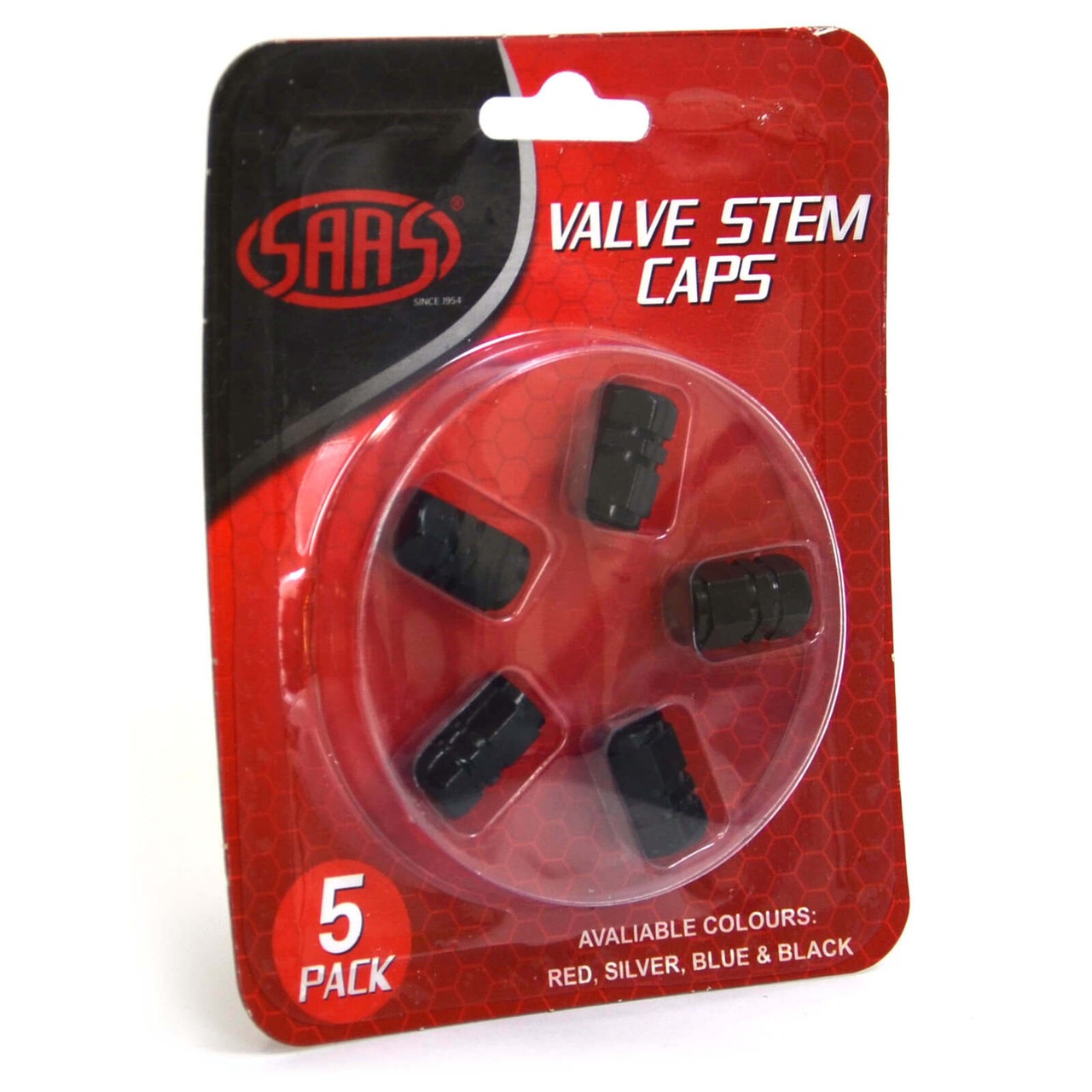 SAAS Valve Cap Black 2 Groove - 5 Pack