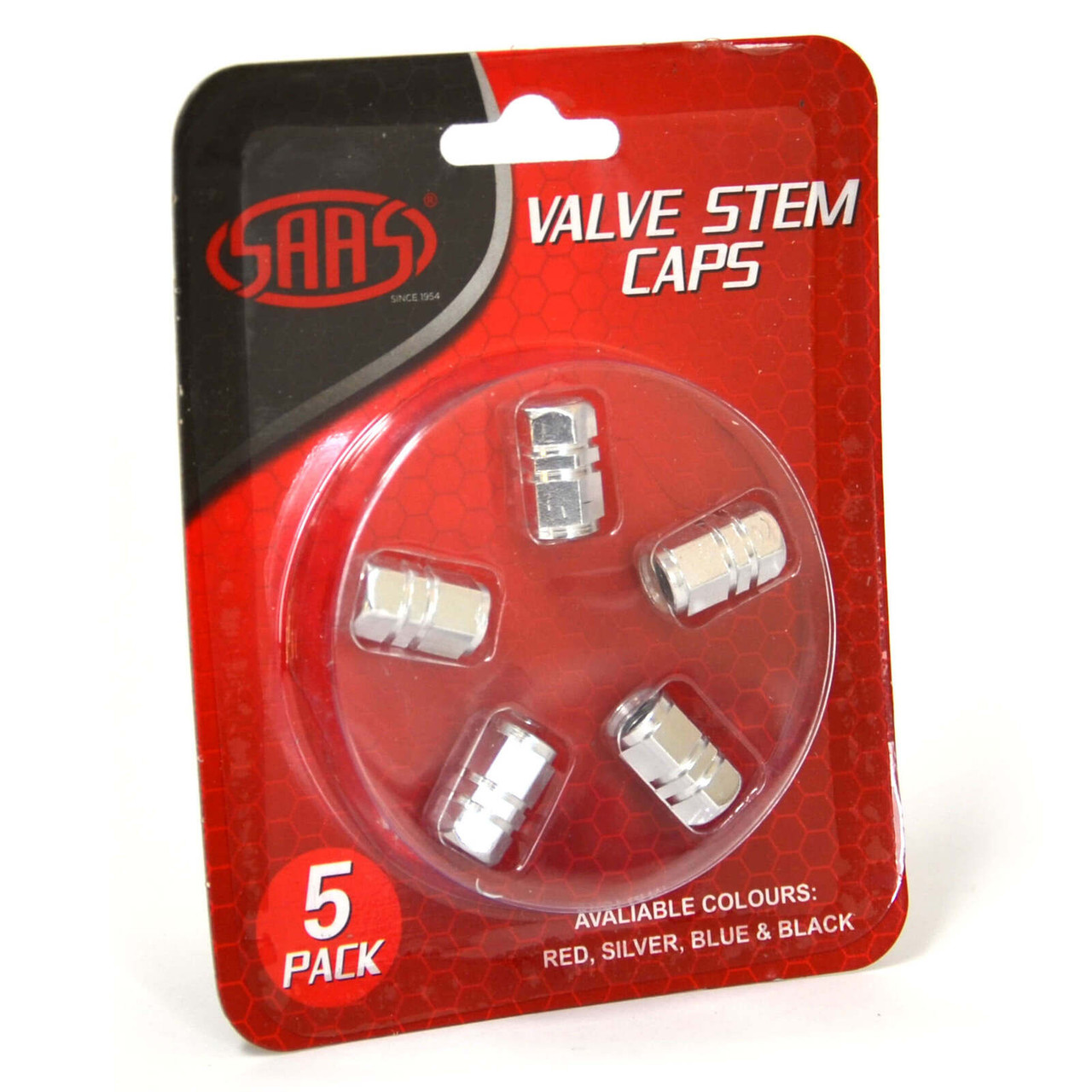 SAAS Valve Cap Red 2 Groove - 5 Pack