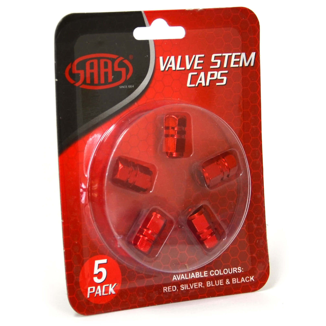 SAAS Valve Cap Red 2 Groove - 5 Pack