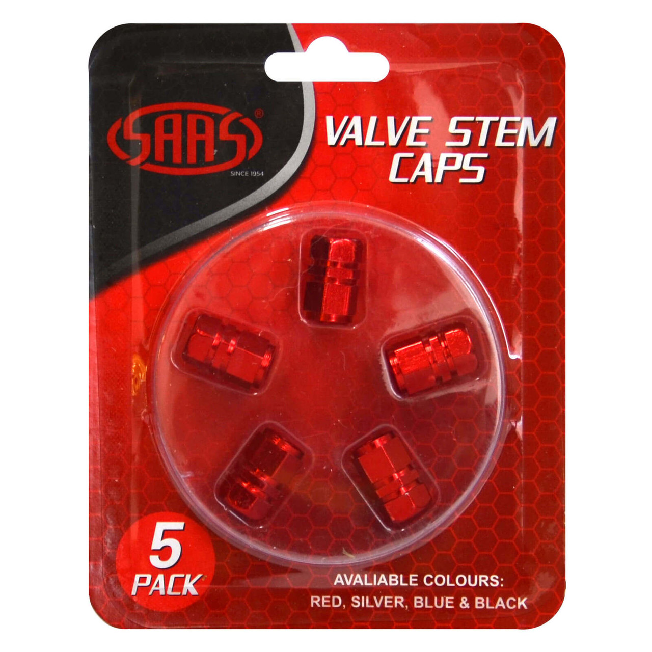 SAAS Valve Cap Red 2 Groove - 5 Pack