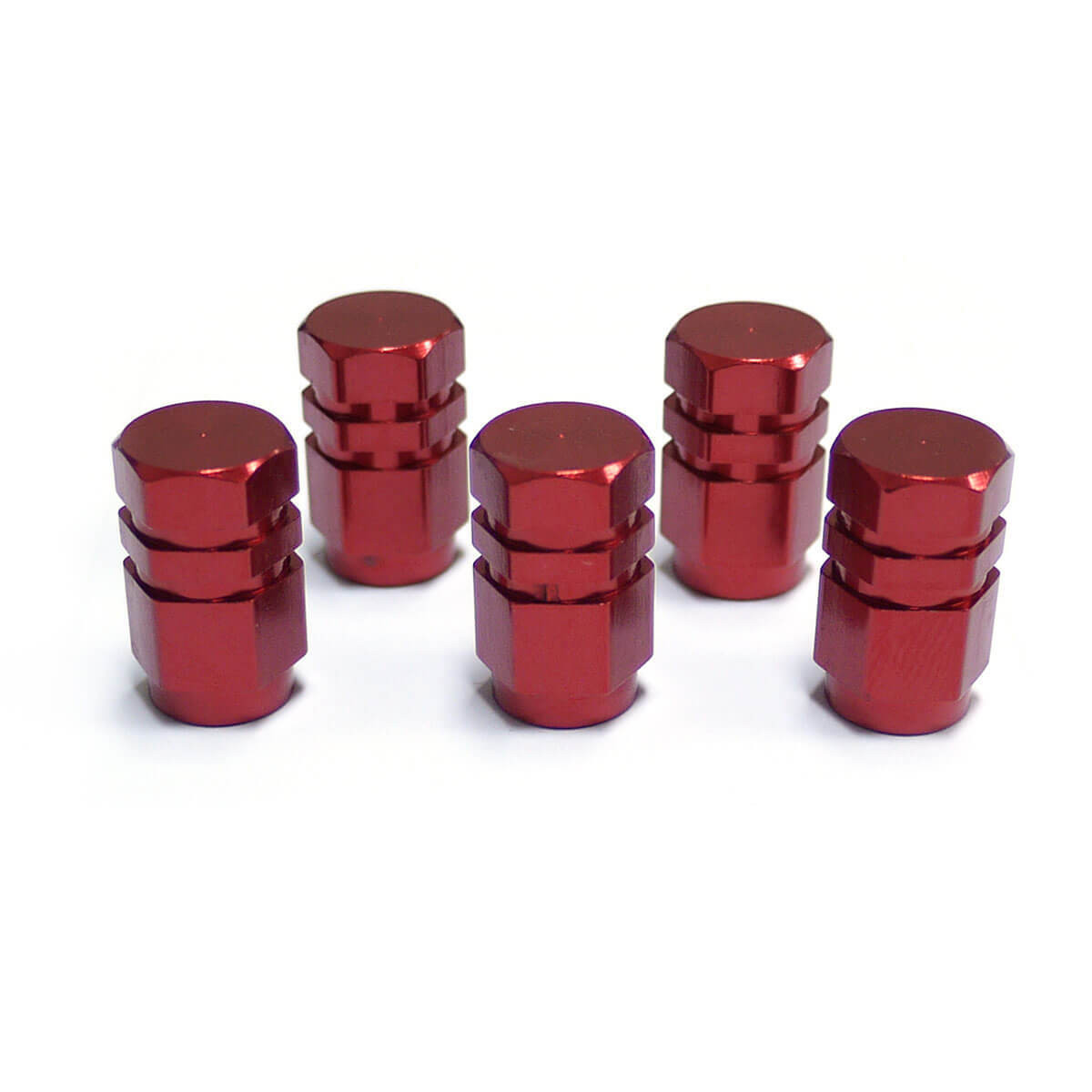 SAAS Valve Cap Red 2 Groove - 5 Pack