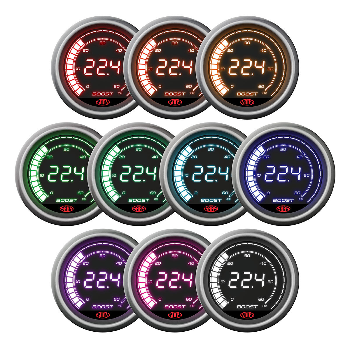 SAAS Boost Gauge Diesel 0-60psi 52mm Digital Series