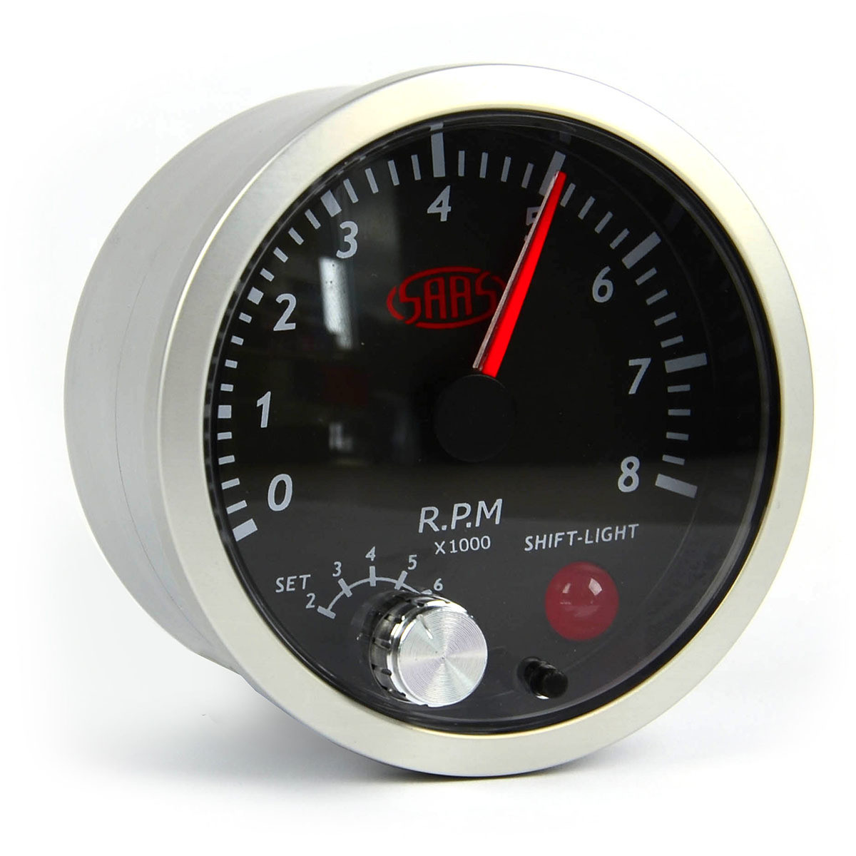 SAAS Tachometer 0-8K Shiftlite 3-1/2 Black Street Series