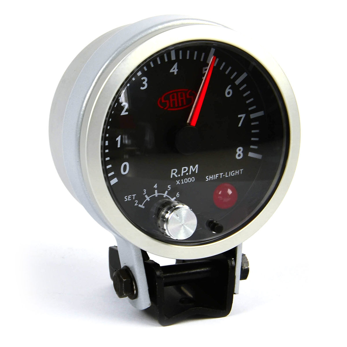 SAAS Tachometer 0-8K Shiftlite 3-1/2 Black Street Series