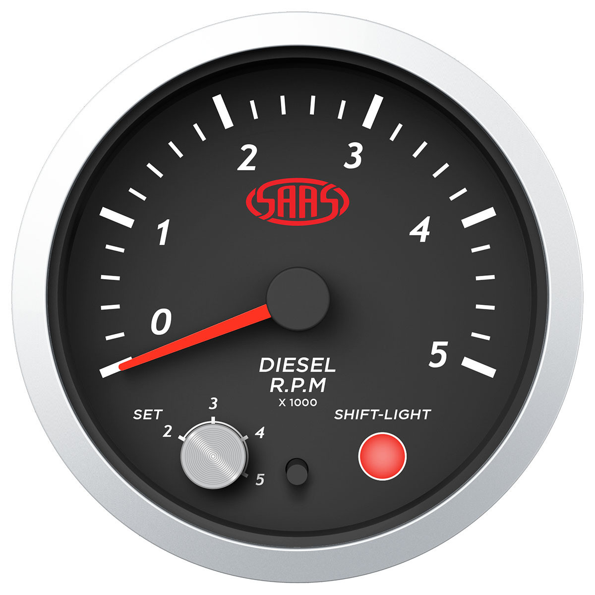 SAAS Tacho Diesel 0-5K Shiftlight 3 1/2" 89mm Black Street Series