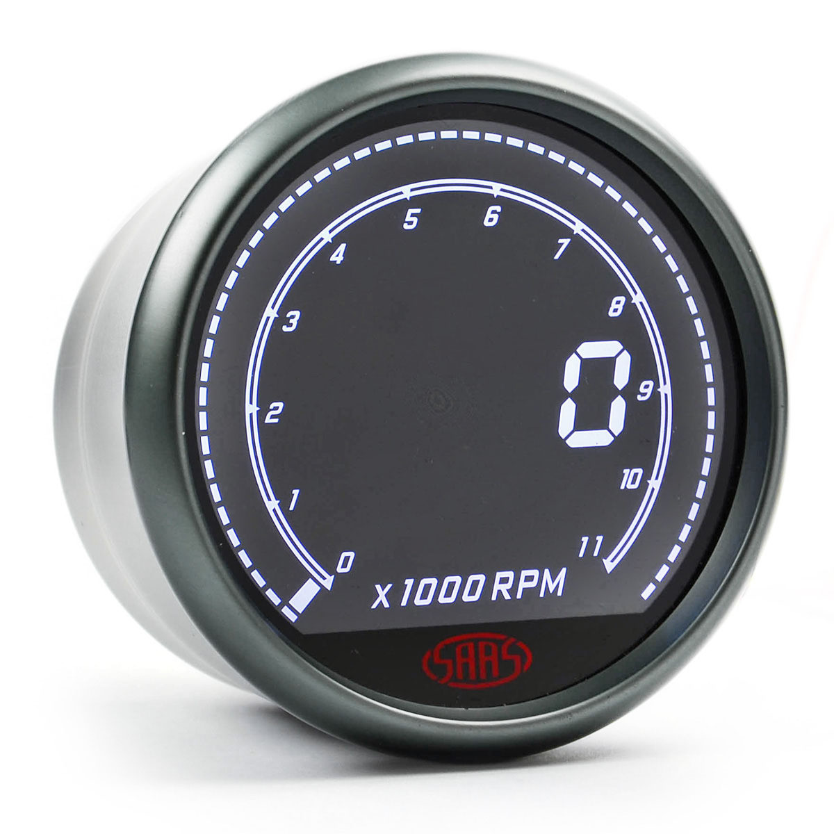 SAAS Tachometer 0-11K Shiftlite 3 1/2" 89mm In Dash Muscle Digital Series