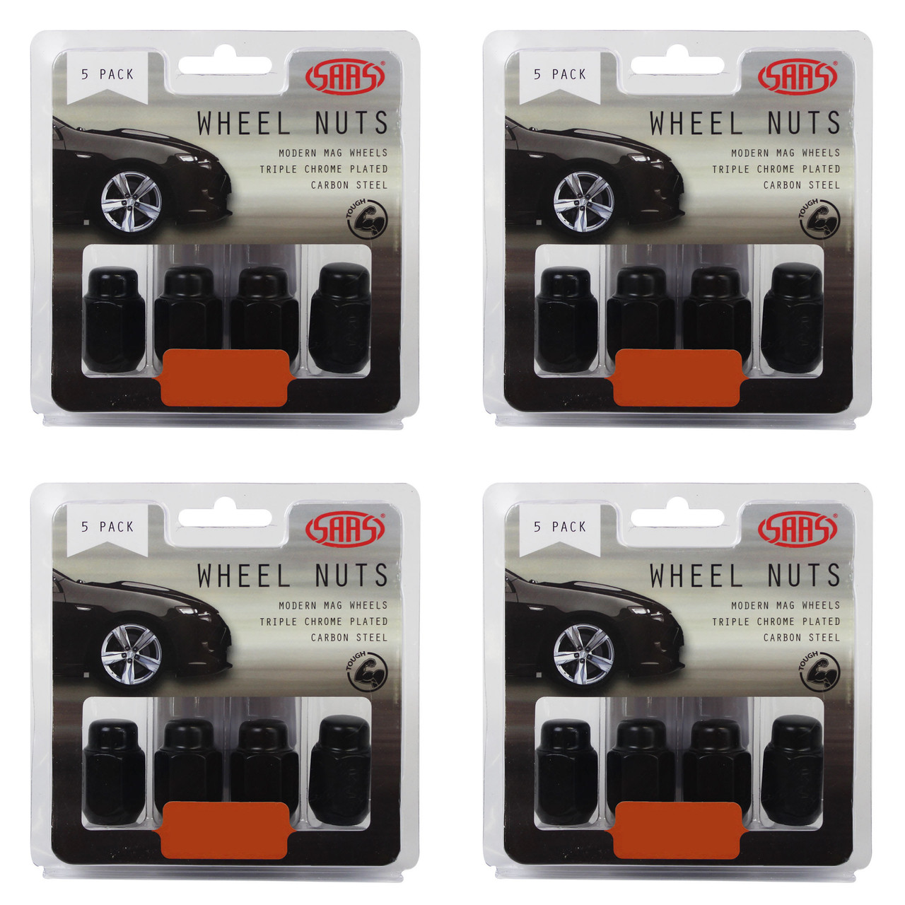 SAAS Wheel Nuts Acorn Taper 1/2 Black 35mm 5pk