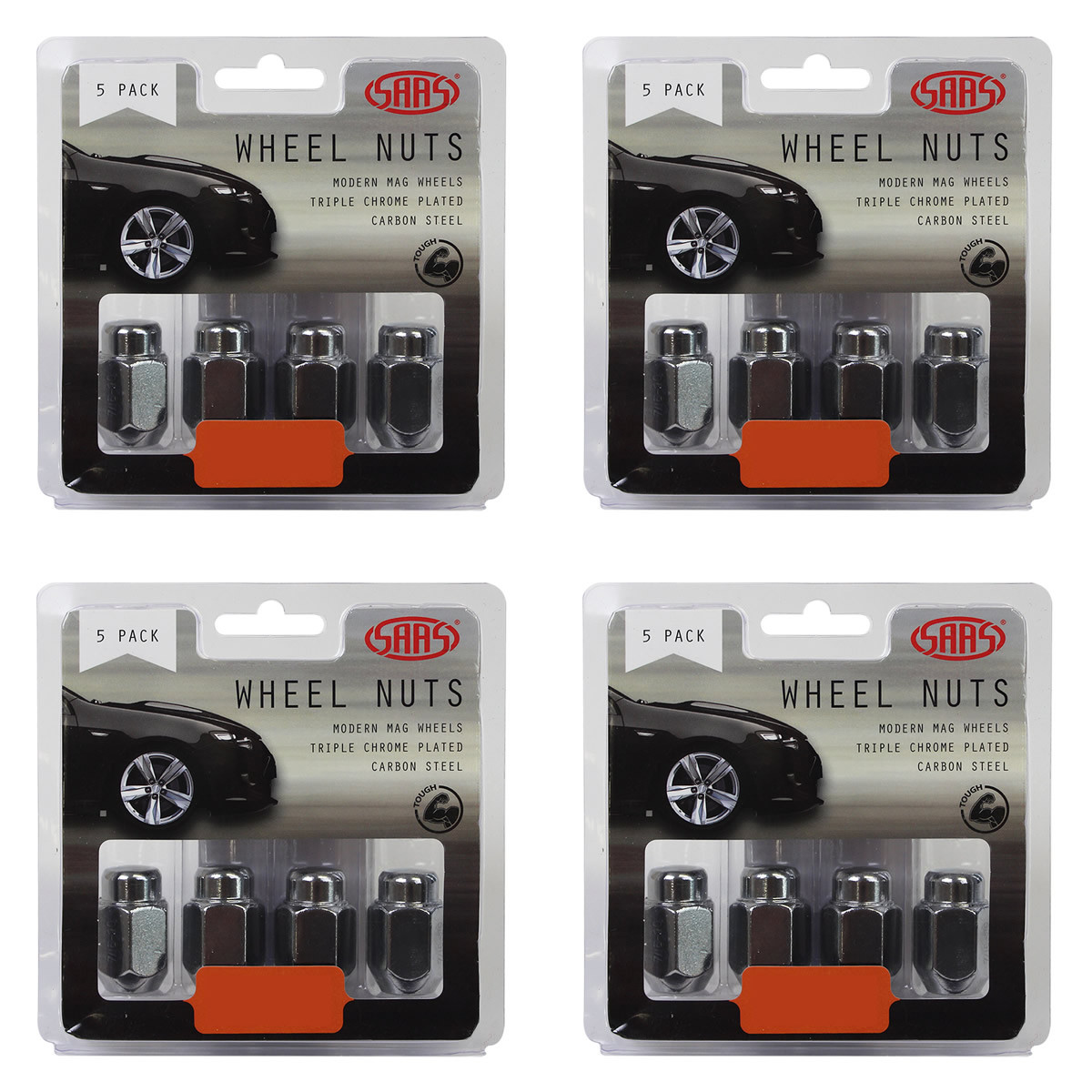 SAAS Wheel Nuts Acorn Taper 1/2 Chrome 35mm 5pk