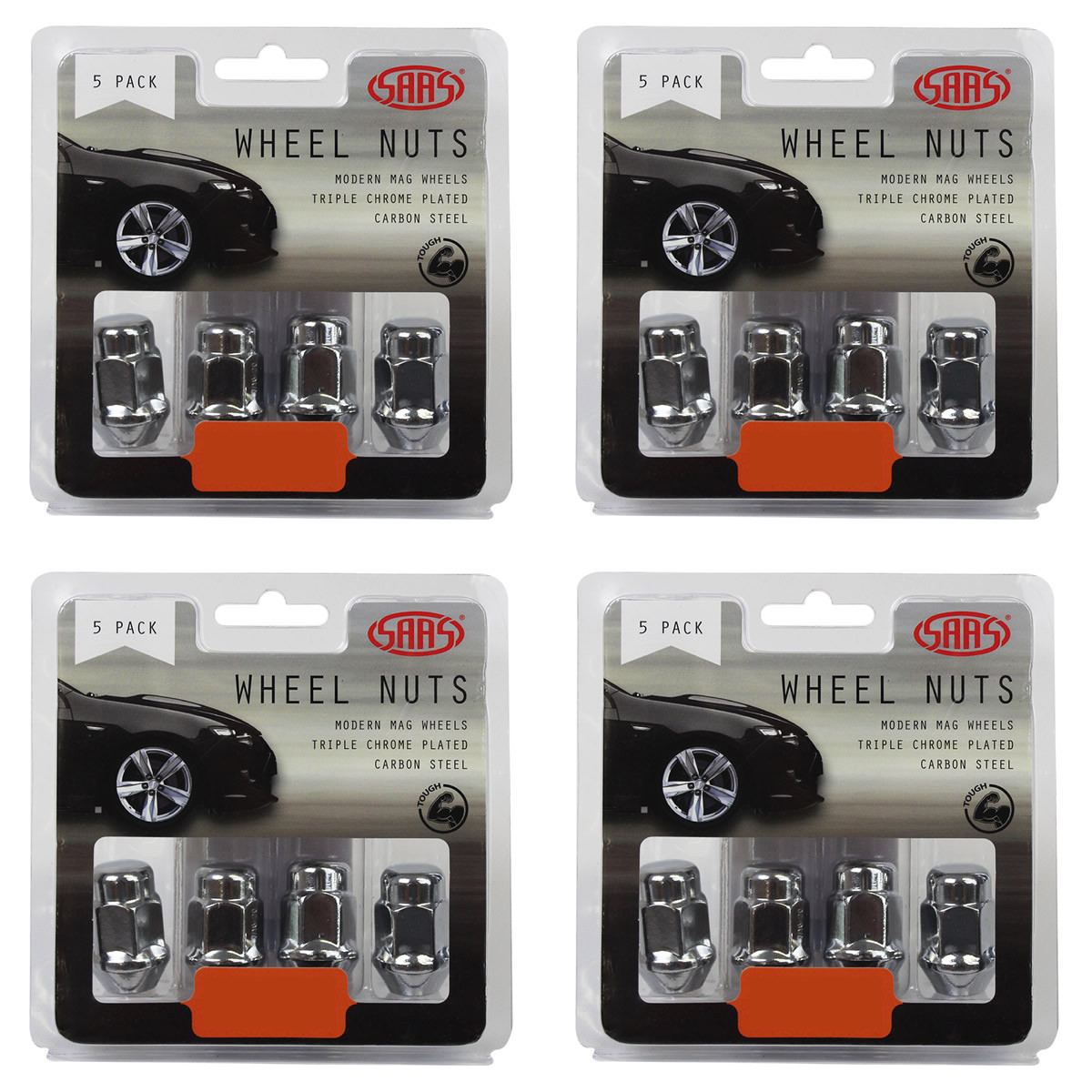 SAAS Wheel Nuts Acorn Bulge 12 X 1.25 Chrome 35mm 5pk