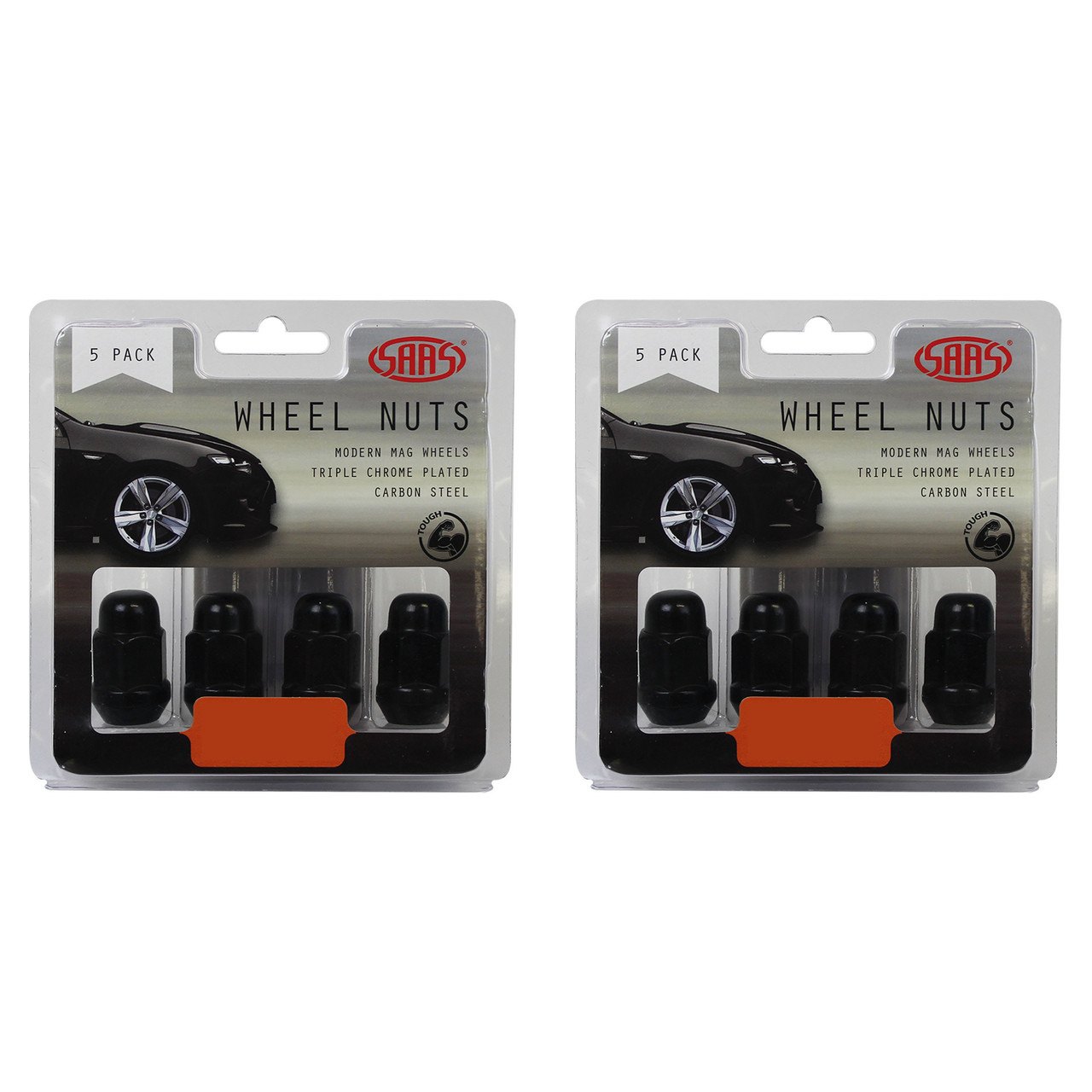 SAAS Wheel Nuts Acorn Bulge 12 X 1.50 Black 35mm 5pk