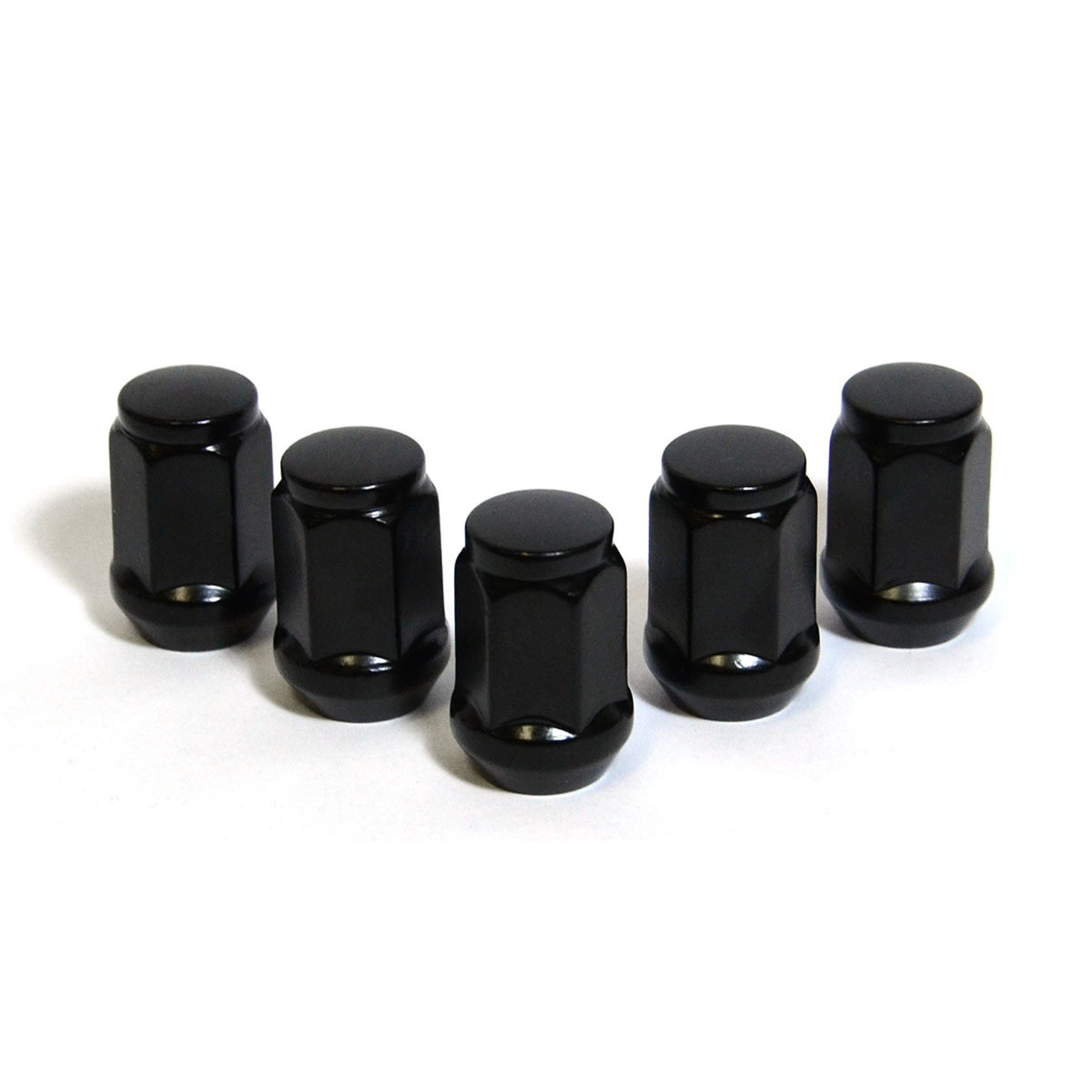SAAS Wheel Nuts Flat Head Bulge 1/2" Black 35mm 5pk
