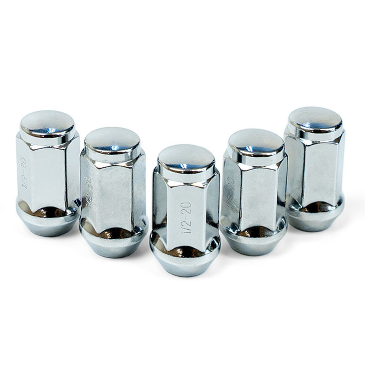 SAAS Wheel Nuts Flat Head Bulge 1/2" Chrome 40mm 5pk