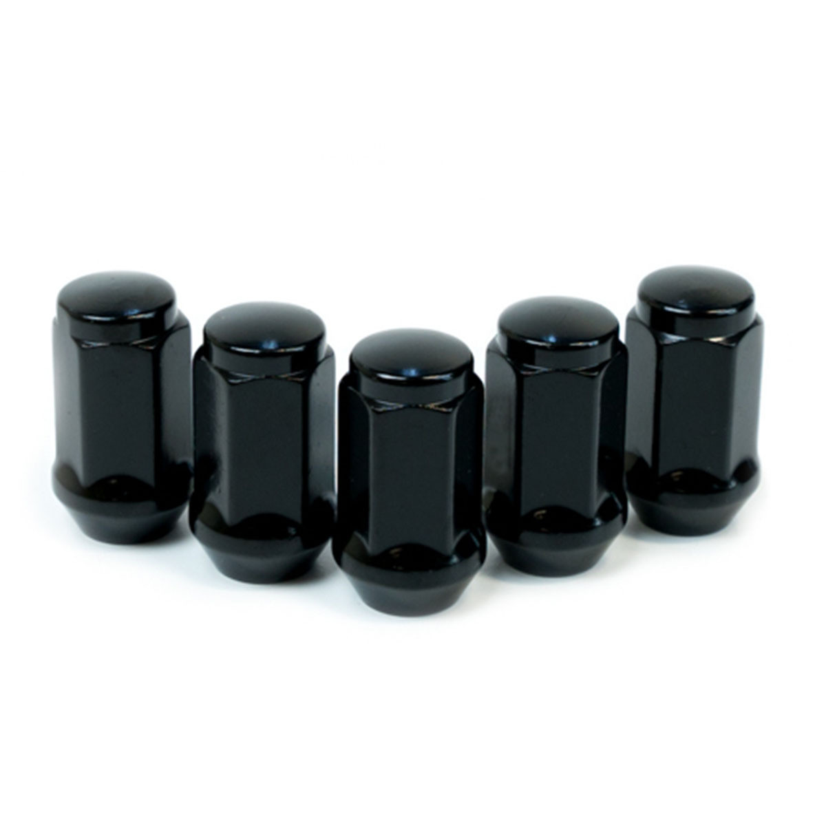 SAAS Wheel Nuts Flat Head Bulge 1/2" Black 40mm 5pk