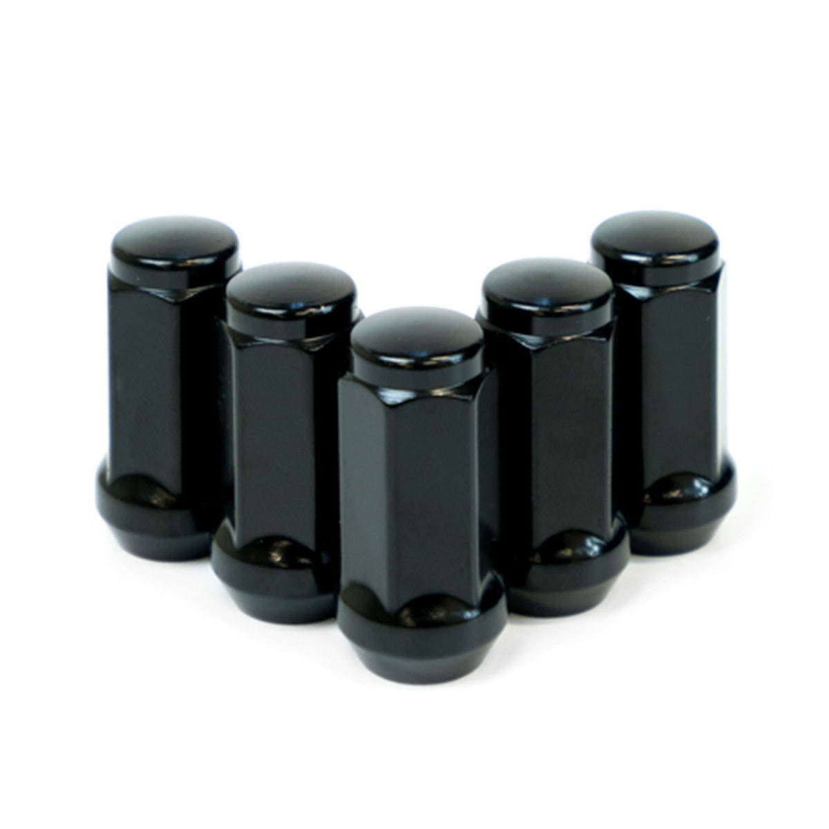 SAAS Wheel Nuts Flat Head Bulge 14x 1.5 Black 45mm 5pk