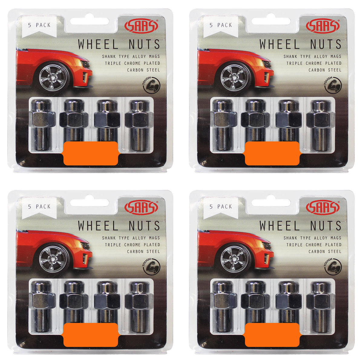 SAAS Wheel Nuts Mag 1/2" Chrome 43mm 5pk