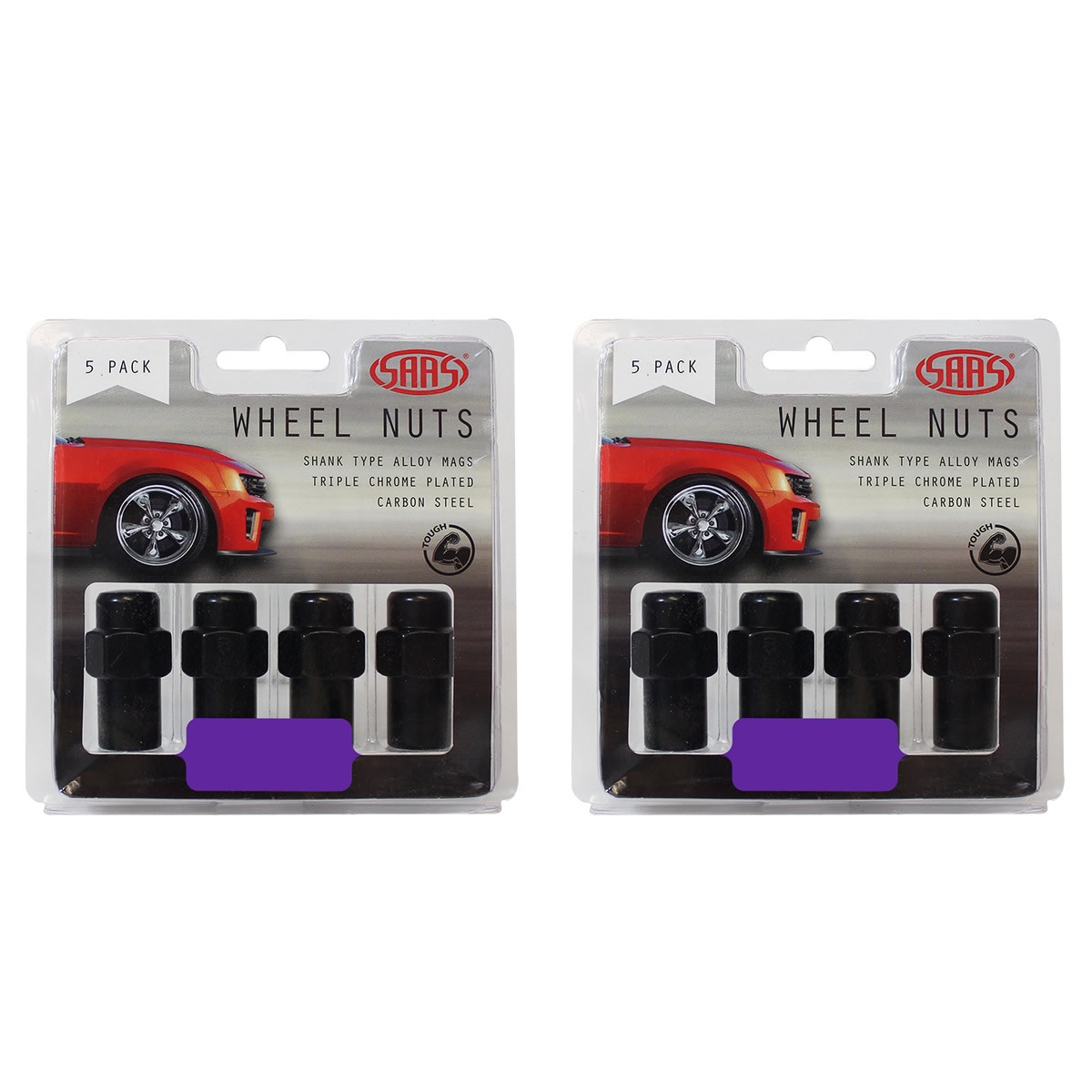 SAAS Wheel Nuts Mag 12 X 1.25 Black 43mm 5pk