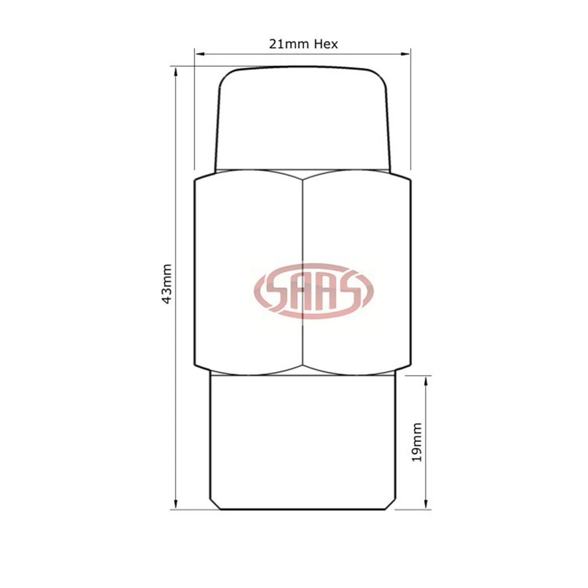 SAAS Wheel Nuts Mag 12 X 1.25 Chrome 43mm 5pk