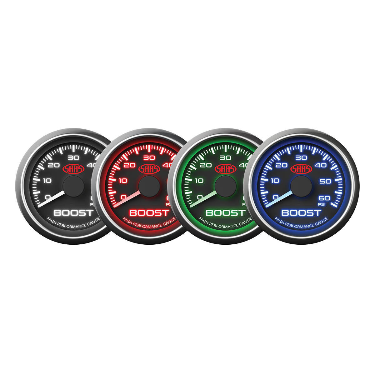 SAAS Boost Gauge Diesel 0-60 psi 52mm Black Muscle Series