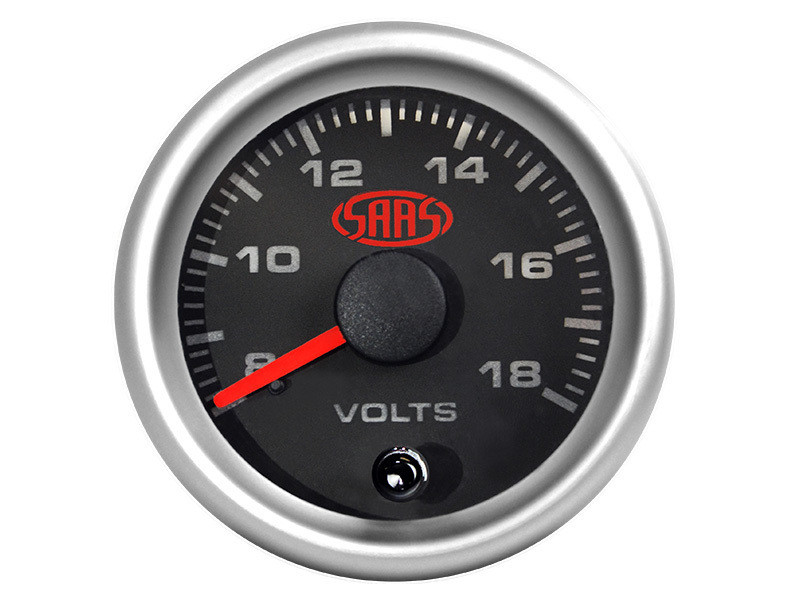 SAAS Volt Gauge 8v-18v 52mm Black Muscle Series 2
