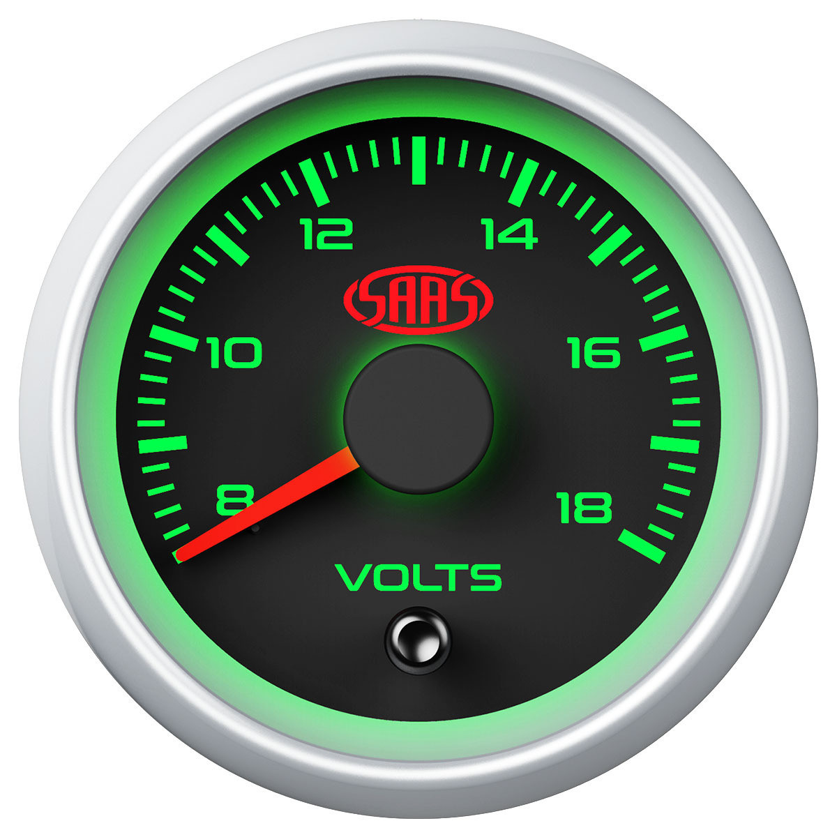 SAAS Volt Gauge 8v-18v 52mm Black Muscle Series 2