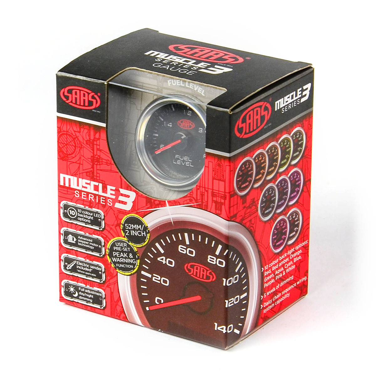 Fuel Fuel Level Gauge 52mm Black Muscle Series 3