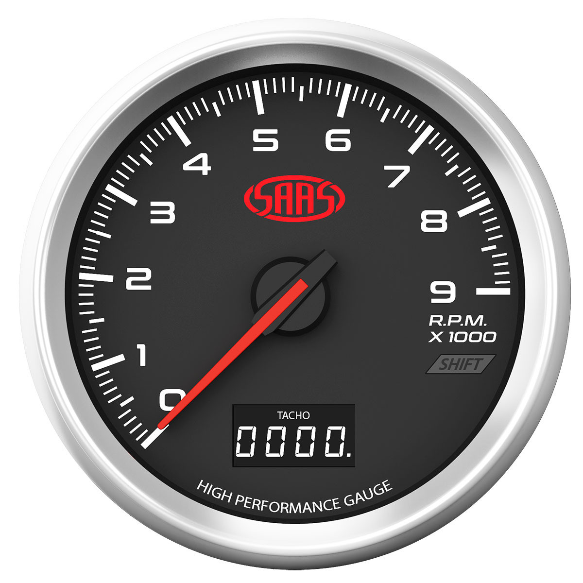 SAAS Speedometer 0 - 220 Kph 3 1/2 Indash Black Muscle Series 3
