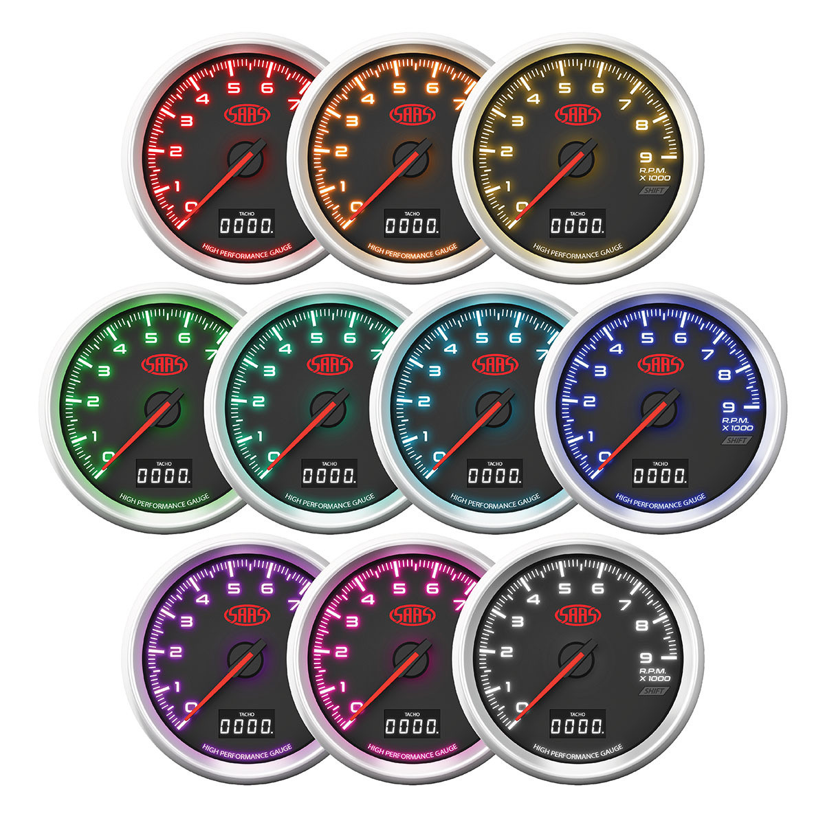SAAS Speedometer 0 - 220 Kph 3 1/2 Indash Black Muscle Series 3
