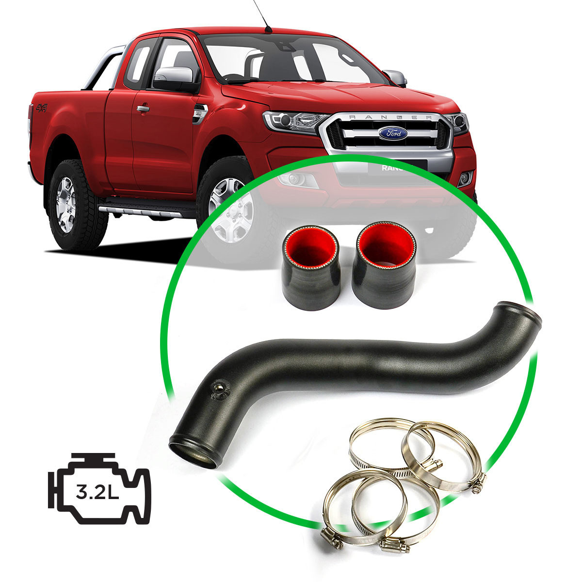 SAAS Intercooler Black Alloy Pipe Cold Side Ranger / BT50 3.2L