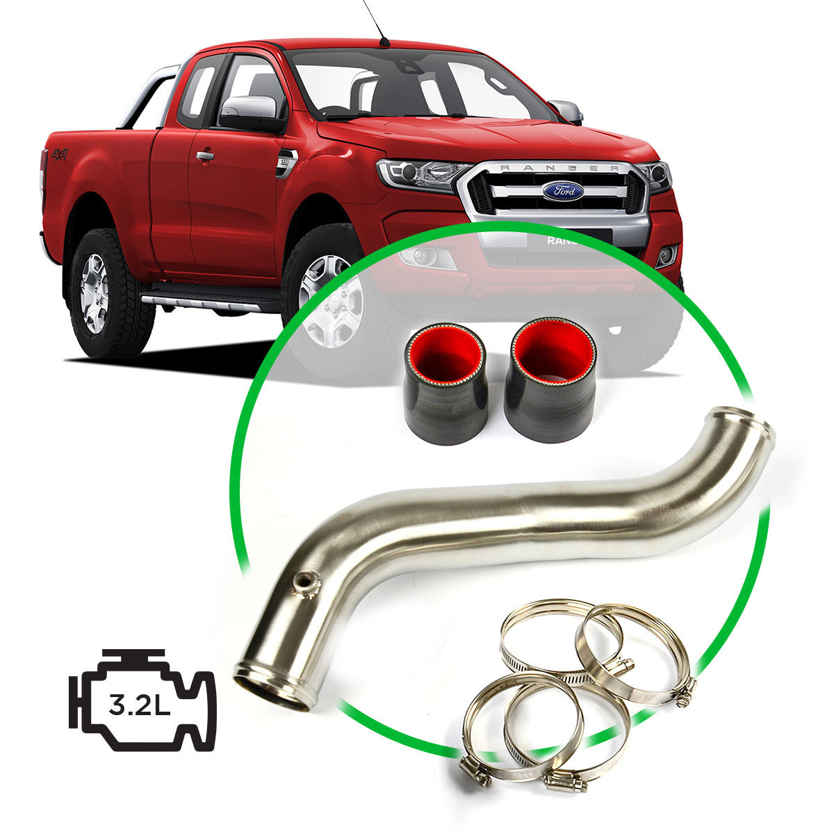 SAAS Intercooler Stainless Steel Pipe Cold Side Ranger / BT50 3.2