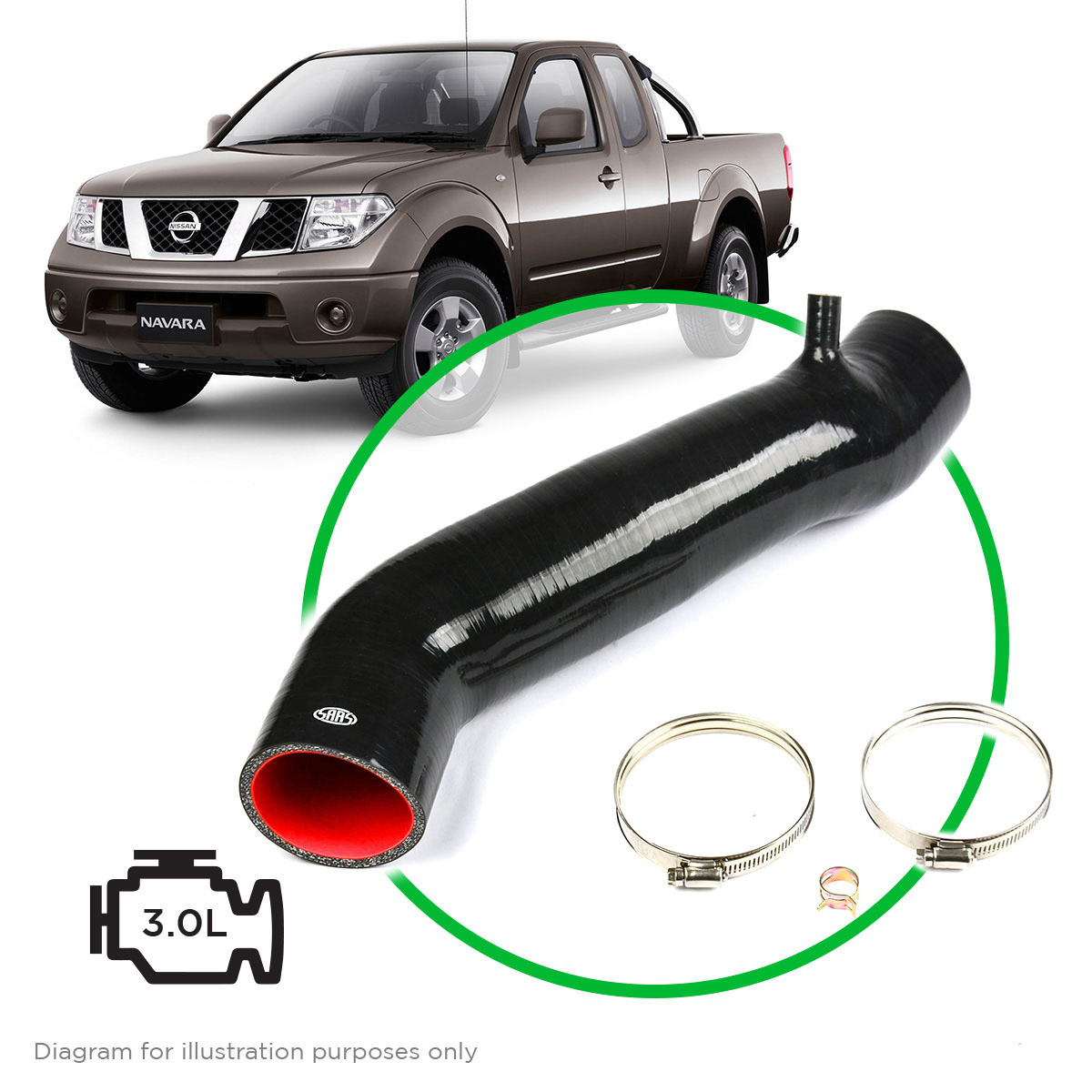SAAS Silicone Airbox to Turbo Intake Pipe D40 Navara Pathfinder 550 V6