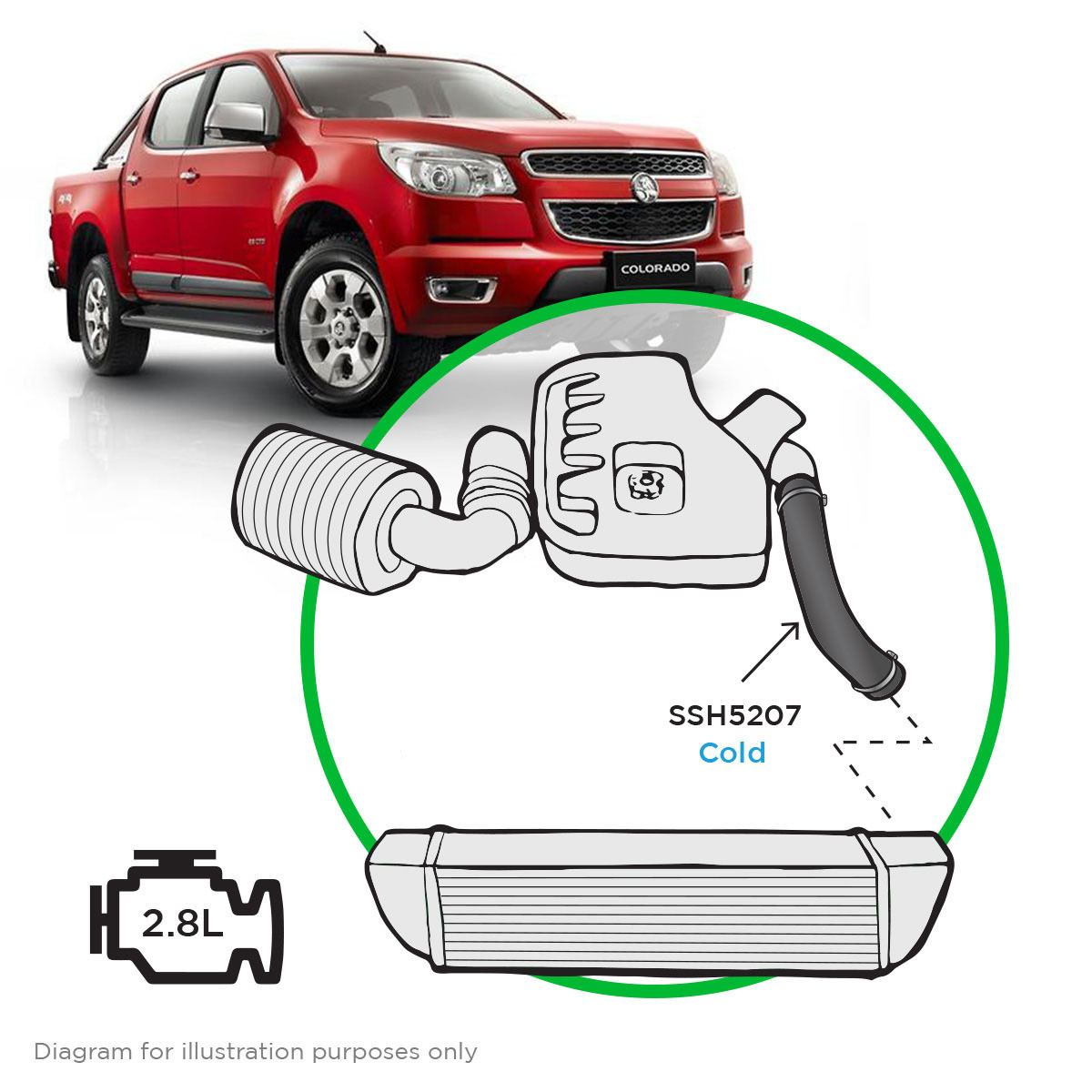 SAAS Silicone Intercooler Pipe Cold RG Colorado 2.8ltr CTDI