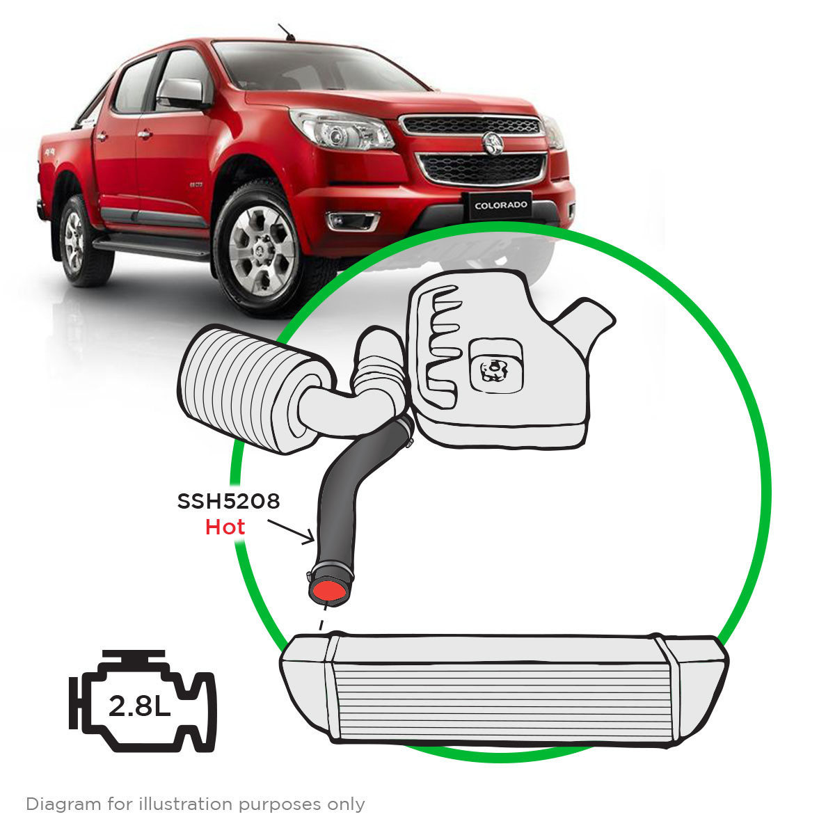 SAAS Silicone Intercooler Pipe Hot RG Colorado 2.8ltr CTDI