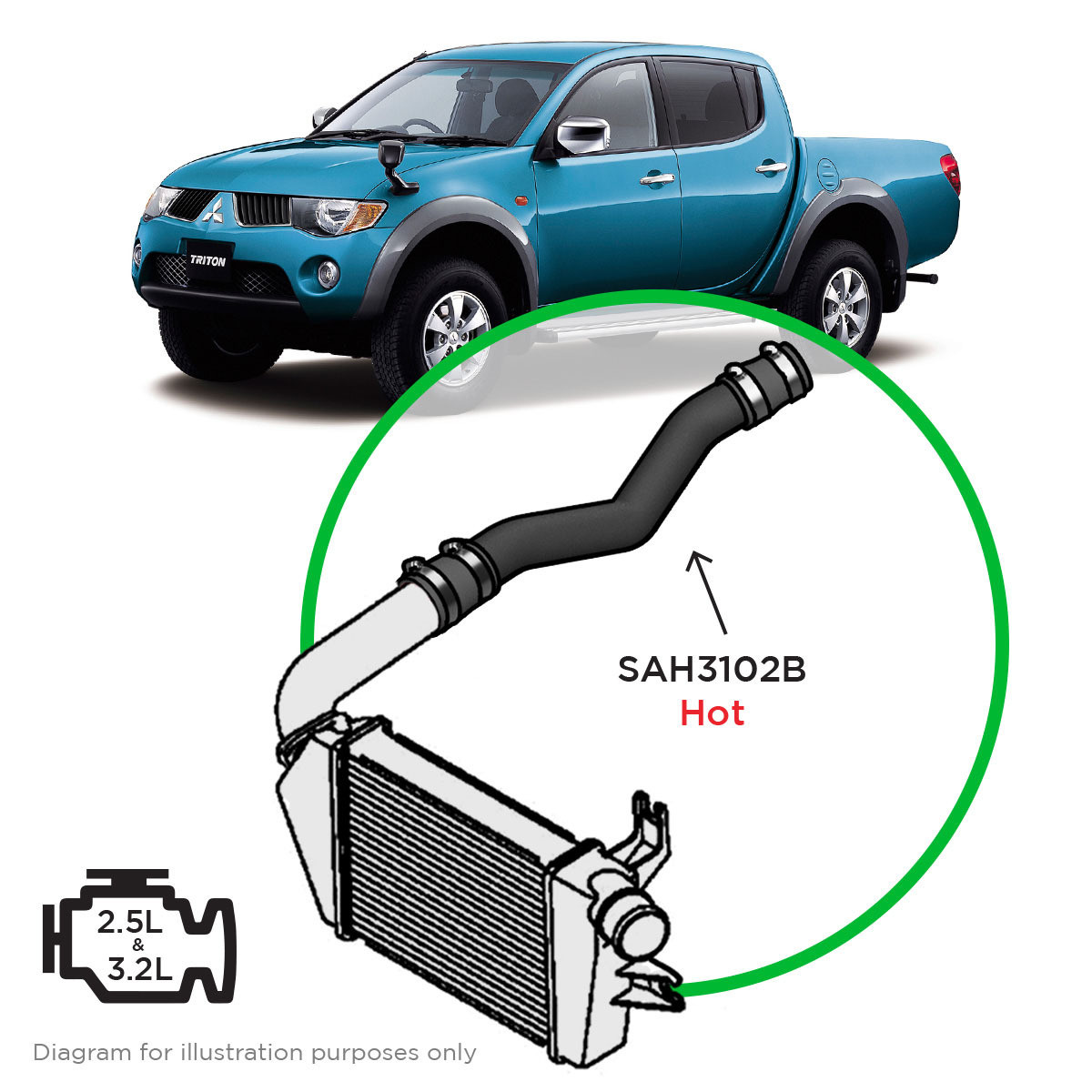 SAAS Intercooler Black Alloy Hot Triton 2.5- 3.2L ML-MN