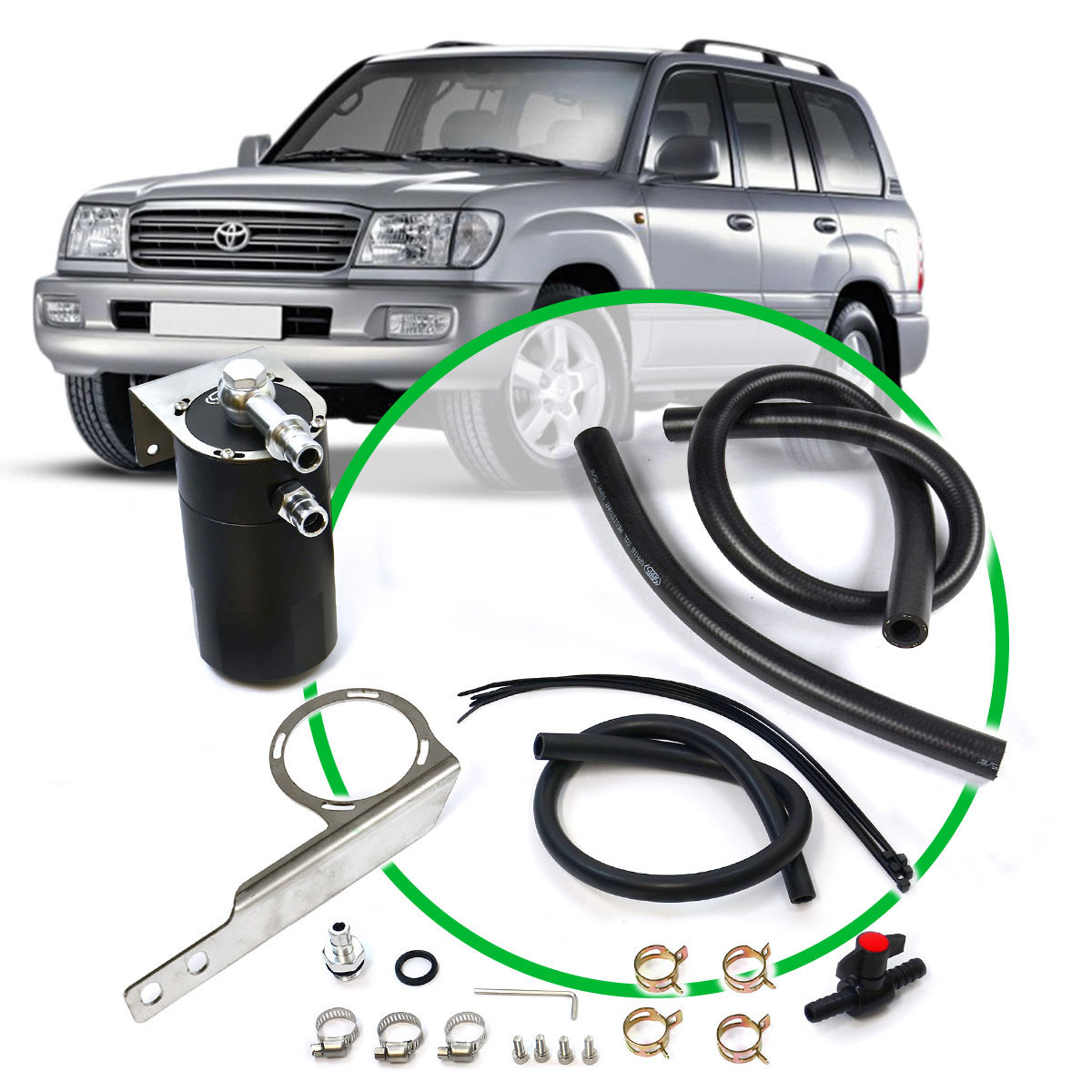 Oil Catch Tank Full Kit Landcruiser 79 Ser 4.5L 2009 On BlkOil Catch Tank Full Kit Landcruiser 100 Series 1HZ 98-07 BLK