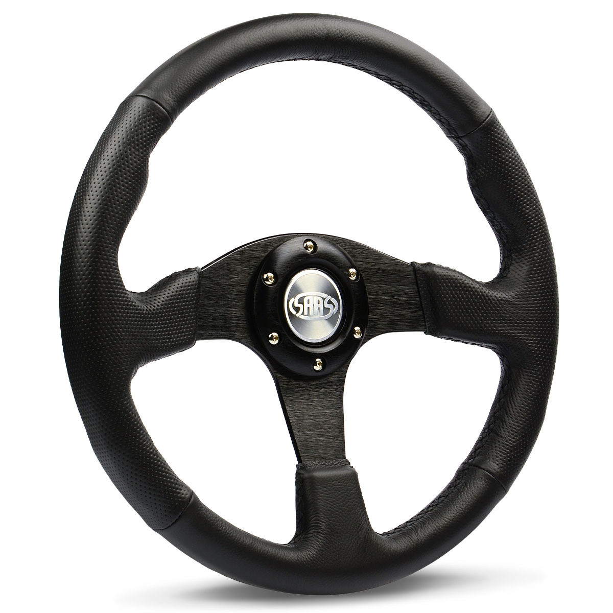 SAAS Sports Steering Wheel Leather 14" Black Spoke