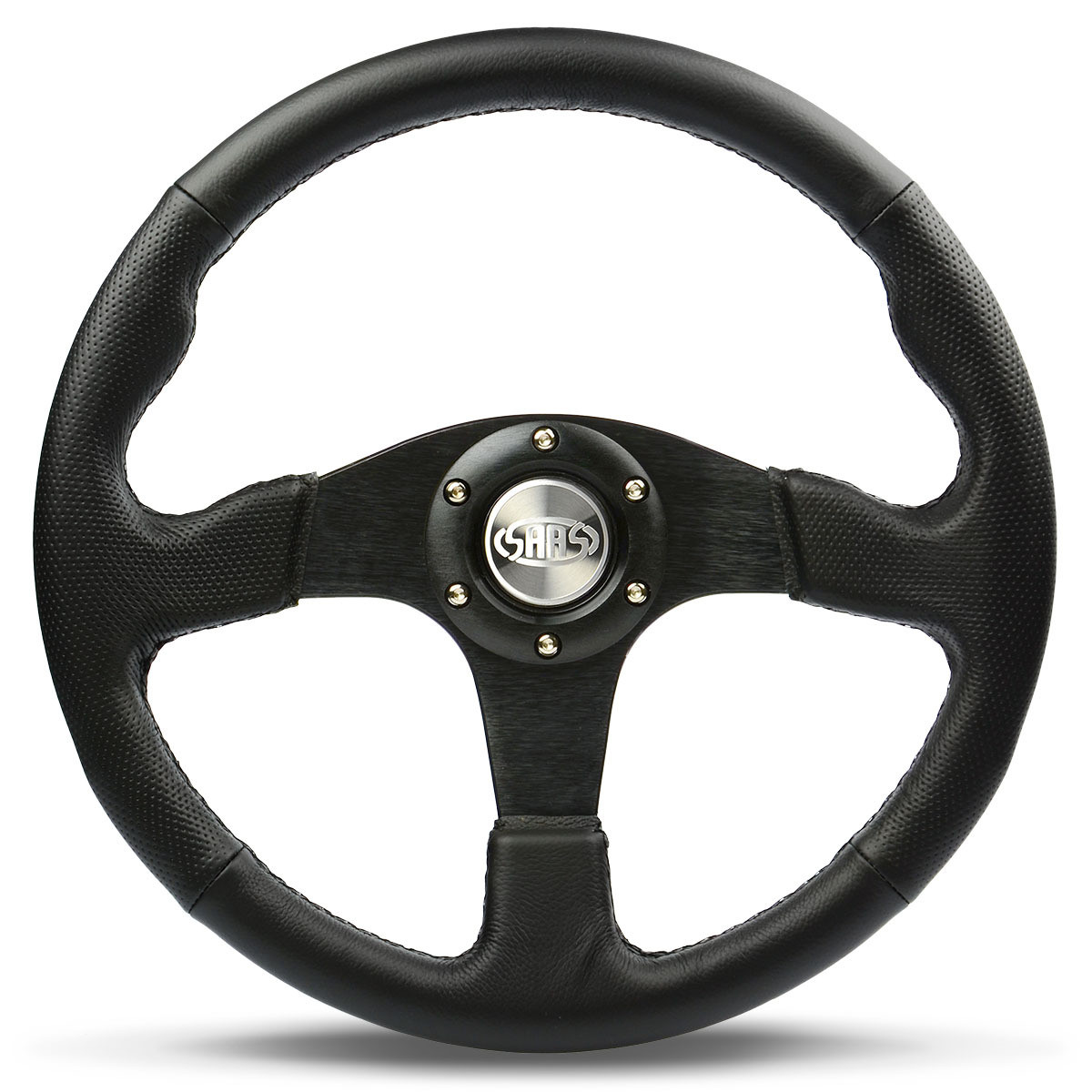 SAAS Sports Steering Wheel Leather 14" Black Spoke